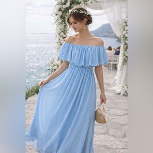 Vivinew Baby Blue Off Shoulder Maxi Dress Size M